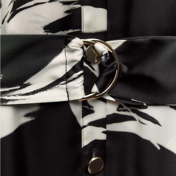 Zara Satin Printed Belted Dress New - Picture 9 of 9